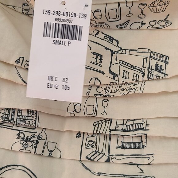 Abercombie & Fitch Midi Black and White Print Summer Cotton Dress Size Small NWT - Picture 4 of 7